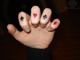Club Cards Symbols Gambling Tattoo On Fingers Finger Tattoos Gambling Tattoo Hand Tattoos