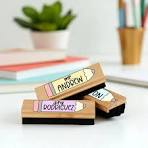 Custom Name Teacher Cartoon Pencil Chalkboard Eraser with Maker, Wooden Classroom Whiteboard Eraser Set, Appreciation/Back to School Gift for Teachers
