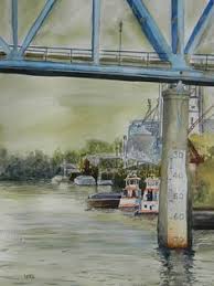 Barge And Bridge Painting By Artist Todd Derr Owensboro Ky Riverfront River Art Owensboro Kentucky Owensboro