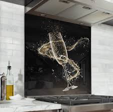 Le verre laqué et trempé propose plusieurs finitions : Fond De Hotte Noir Coupe Champagne Verre Alu Credence Cuisine Deco