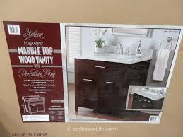 Lanza Products 36 Inch Italian Carrara Marble Top Wood Vanity Wood Vanity Carrara Marble Marble Top