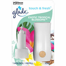 Other options like liquids can spill and stain, often have lids that need to be unscrewed and put on the replacement, and scents that don't smell anywhere as nice at the end. Glade Touch And Fresh Holder Refill Tropical Blossoms Air Freshener 10ml Wilko