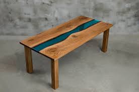 Custom Resin Table Made Of Aok Wood Wooden Dining Table With Blue Resin Epoxy Table River Table With Wooden Legs Wood Table In 2020 Wooden Dining Tables Wood Table Resin Table