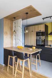 Papier Peint Woods Avec Des Arbres Noirs Cuisine Ouverte Sur Salon Meuble Cuisine Idee Deco Cuisine Ouverte