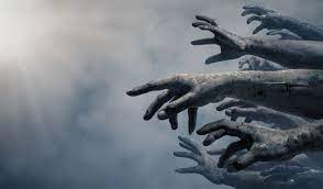Zombie Hands Rising In Dark Halloween Night Zombie Hand Zombie Halloween Night