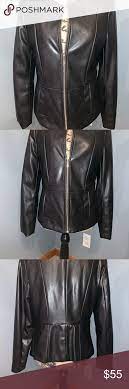Liz Claiborne Career Black Jacket Sophisticated Black Faux Leather Jacket Gold Tone Zipper Has Pockets Euc Black Faux Leather Jacket Fashion Clothes Design