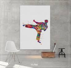 Karate Boy Watercolor Print Man Karate Gift Karate Kid Art Etsy Sports Wall Art Art Wall Kids Martial Arts Decor