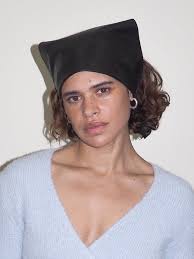 clyde Lambskin Handkerchief Scarf in Black Free Shipping