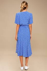 Maretta Blue And White Floral Print Wrap Midi Dress Summer Dresses For Women Women Dress Online Cute Floral Dresses