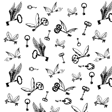 flying keys art print by alderdoodle x small harry potter drawings harry potter tattoo small key tattoo designs