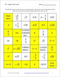 Rational Number Maze Irrational Integers Naturals Workshe Rational Numbers Integers Natural Number