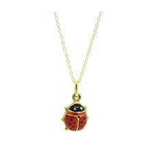 Vintage Ladybird Enamel 9ct Gold Charm Necklace Gold Charm Necklace Yellow Gold Chain Necklace