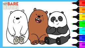 Ice bear, grizz, panda, and nom nom. We Bare Bears Coloring Pages How To Color We Bare Bears Youtube