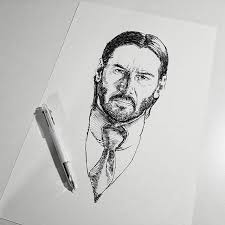 Pen Sketch John Wick Date Of Posting August 28 2018 At 08 42am Posted On My Instagram Http Bit Ly 2pelt1l Image Source Htt Pen Sketch Pen Art Pen