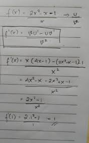 Turunan pertama dari fx akar 4 dari 2x kuadrat 3. Turunan Pertama Dari Fungsi F X 2x X 1 X Adalah F X Nilai Dari F X Brainly Co Id