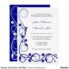 Elegant Royal Blue And White Swirls Invitation Zazzle Com Royal Blue Wedding Invitations White Wedding Invitations Wedding Color Royal Blue