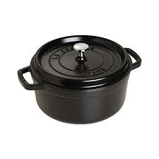 staub 1102425 cast iron round cocotte 4 qt black matte