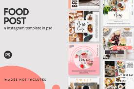 I can make a mogrt in premiere. 9 Food Instagram Post Template Set In Social Media Templates On Yellow Images Creative Store