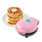 Heart Compact Mini, Non-Stick Waffle Maker, Pink Dash