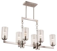 Kitchen island light fixture brushed nickel. Addison 8l Led Nickel Linear Chandelier Island Pendant Light Fixture Transitional Kitchen Island Lighting By Hedgeapple Houzz
