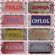Nursery door signs for little baby girls. Girls Room Door Name Sign Name Plaque Any Name Max 6 Letters Any Colours Girls Bedroom Sign Pers Personalized Gifts Handmade Baby Gifts Painted Name Signs