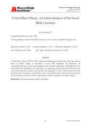 Critical race theory (crt) is an academic movement of civil rights scholars and activists in the united states who seek to critically. Pdf Critical Race Theory A Content Analysis Of The Social Work Literature