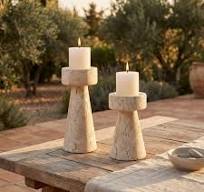 Travertine Pillar Candleholders