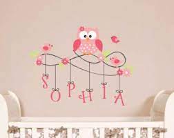 chouette wall decal monogramme personnalise pour enfants wall decals hibou et oisea decoration chambre enfant autocollants muraux en vinyle stickers muraux