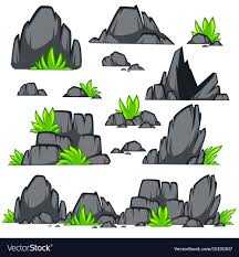 Rock Stone Cartoon Flat Style Set Of Different Vector Image Rock Clipart Drawing Rocks Stone