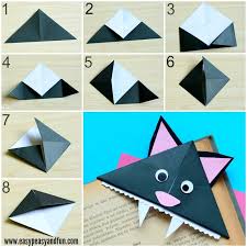 Cat Corner Bookmarks Halloween Origami For Kids Halloween Origami Bookmarks Kids Origami Bookmark Corner