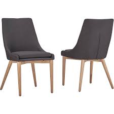 Chelsea Lane Mid Century Modern Linen And Oak Dining Chairs Set Of 2 Dark Grey Walmart Com Dining Chairs Linen Dining Chairs Upholstered Side Chair