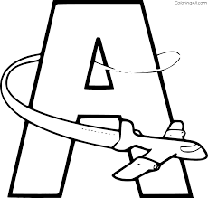 A is for airplane coloring page learning letter a in the alphabet. Letter A Is For Airplane Coloring Page Coloringall
