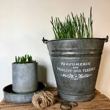 Vintage Galvanized Bucket Large Metal Bucket Garden Planter Rustic Vintage Garden Decor Vintage Hom Bucket Gardening Vintage Garden Decor Galvanized Pots