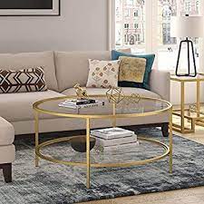 Amazon Com Henn Hart Round Coffee Table Gold Kitchen Dining Coffee Table Gold Coffee Table Geometric Coffee Table