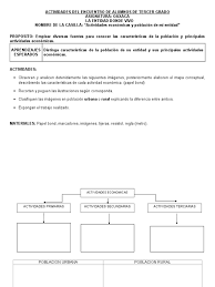 Las actividades económicas se clasifican en: Actividades Del Encuentro De Alumnos De Tercer Grado Area Rural Mapa
