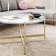If you want a living room table with a clean, elegant appeal, consider a white table. Nathan James Piper Faux White Marble Round Modern Living Accent Side Or Coffee Sofa Center Table For Dining Room Tea With Metal Frame Gold Brass Pricepulse