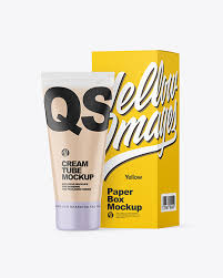 Download Clear Cosmetic Tube With Box Mockup In Tube Mockups On Yellow Images Object Mockups