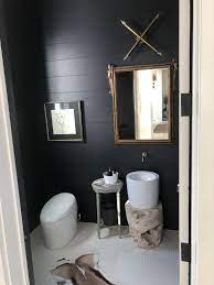 One of over 3,500 exclusive benjamin moore colors. Bm Black Panther Shiplap Powder Room Peacock Pavers Tile Bathroom Bathroom Design Black Shiplap