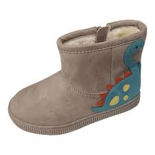 Cat & Jack Kids Vesper Dinosaur Print Winter Shearling Style Boots, Size 8
