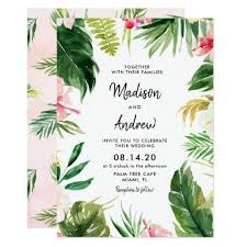 Summer Tropical Leaves Wedding Invitation Card Zazzle Com In 2020 Wedding Invitations Leaves Wedding Invitation Cards Beach Wedding Invitations