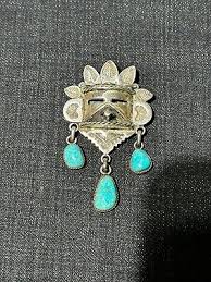 Native American Navajo Jerry Roan Turquoise & silver Kachina pendant Purch.  1975