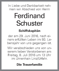 Traueranzeigen von Ferdinand Schuster