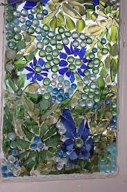 Close Up Of Mosiac Window Using Colored Broken Glass And Adhered Using A Silicone Base Clear Gel This Part Glass Window Art Beach Glass Art Stained Glass Art