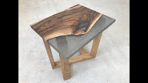 Grey Marble English Walnut Epoxy Resin Side Table On Diagonal Oak Base Youtube Resin Furniture Resin Table Epoxy Wood Table