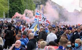 After gathering in their droves outside. Rangers Fans Urged To Leave Ibrox After Thousands Descend On Stadium For Season Finale The Independent