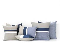 Navy Striped Linen Pillow Cover Set Of 6 Decorative Pillows Etsy Linen Pillows Linen Pillow Covers Spring Home Decor