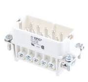 EPIC Heavy Duty Power Connector Insert, 14A, Male, H-A Series, 10 Contacts