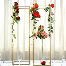2 Pack 48 Matte Gold Metal Wedding Flower Stand Geometric Centerpiece Vases In 2020 Geometric Centerpiece Flower Stands Vase Centerpieces