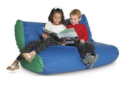School Age Double High Back Beanbag Chair 48 In L X 23 In W X 36 In H Blue Green El15235 A Nasco Bean Bag Chair Leather Bean Bag Chair Kids Seating