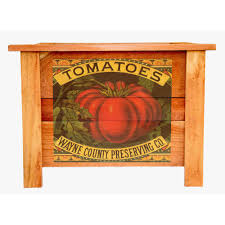 We filled the planter box with an organic topsoil and are watering twice daily for 7 minutes. Hollis Wood Products Hollis 22 In Deluxe Redwood Planter Box With Vintage Tomato Art 2200tomfcl The Home Depot